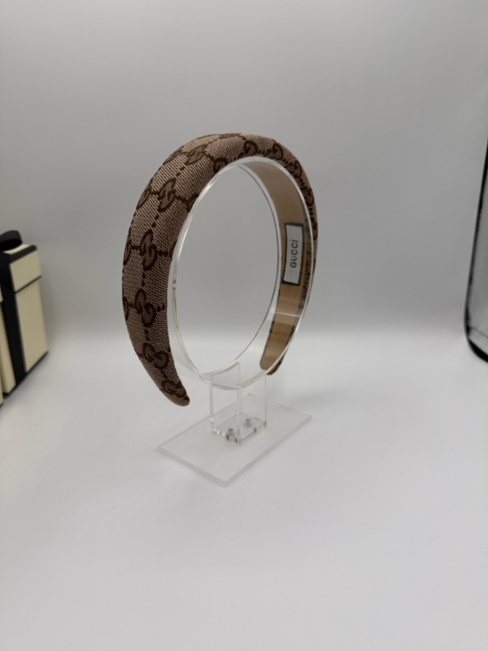Tan and Brown GG Monogram Padded Headband